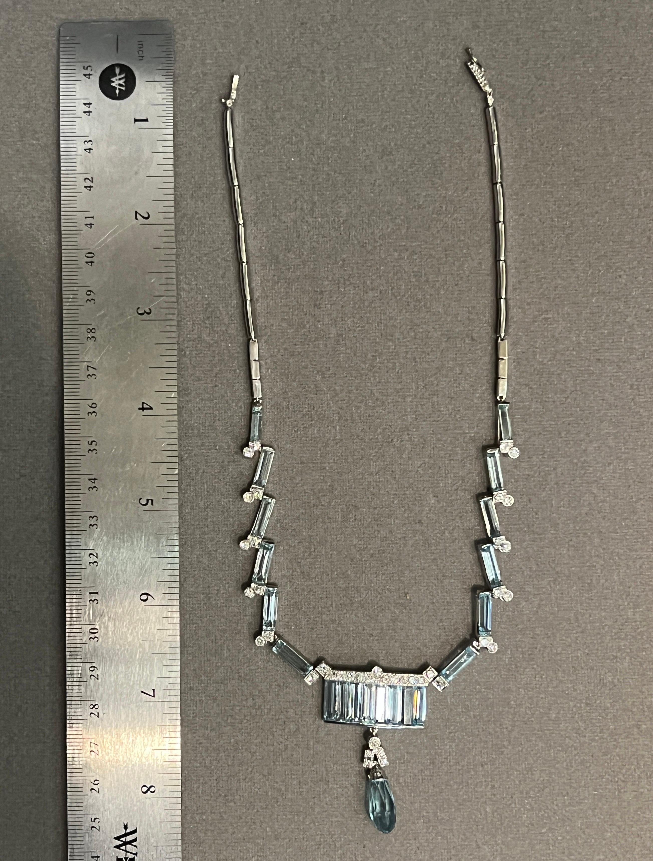 Collana con acquamarina e diamanti In condizioni ottime in vendita a New York, NY