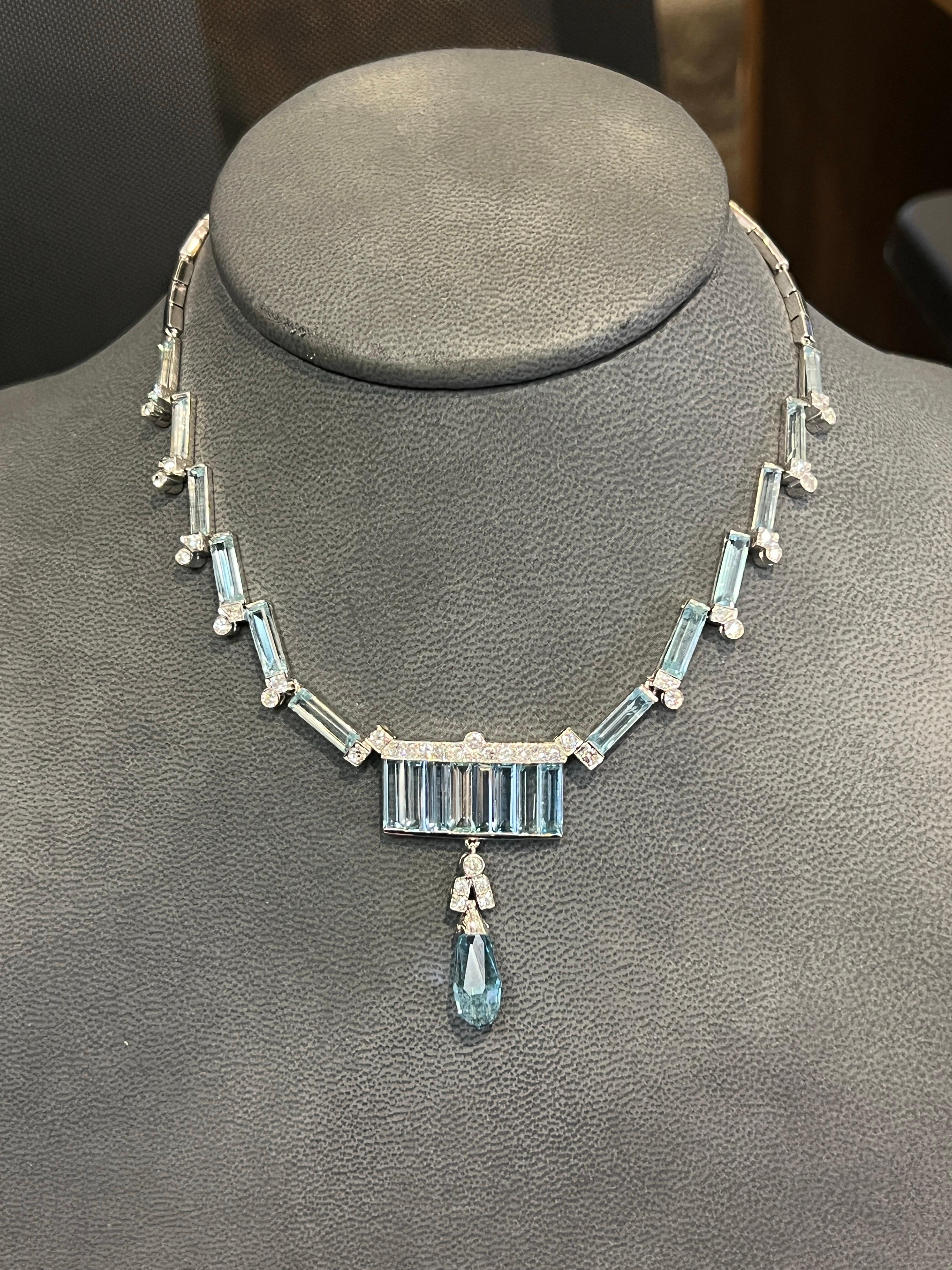 Collana con acquamarina e diamanti in vendita 1