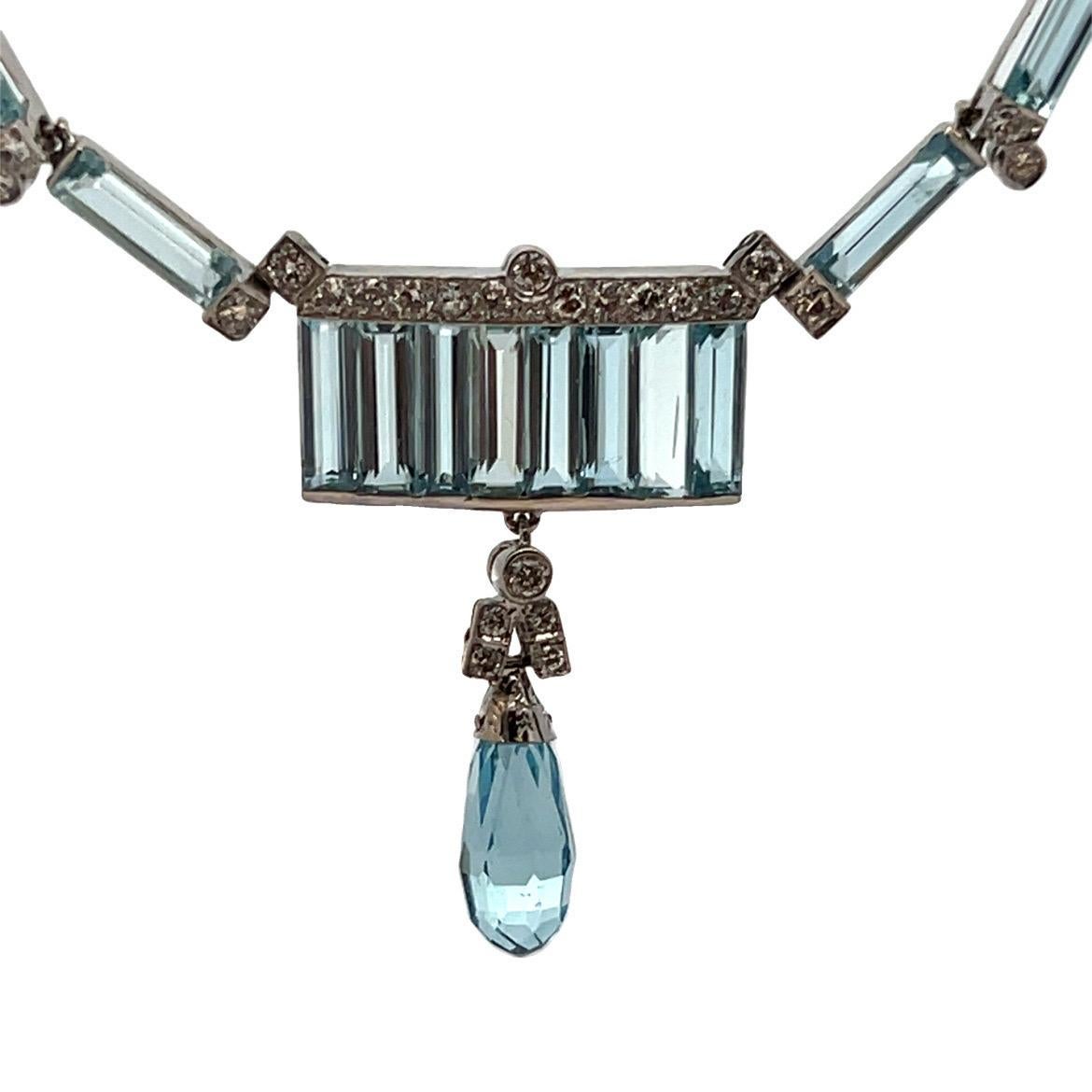 Collana con acquamarina e diamanti in vendita 3