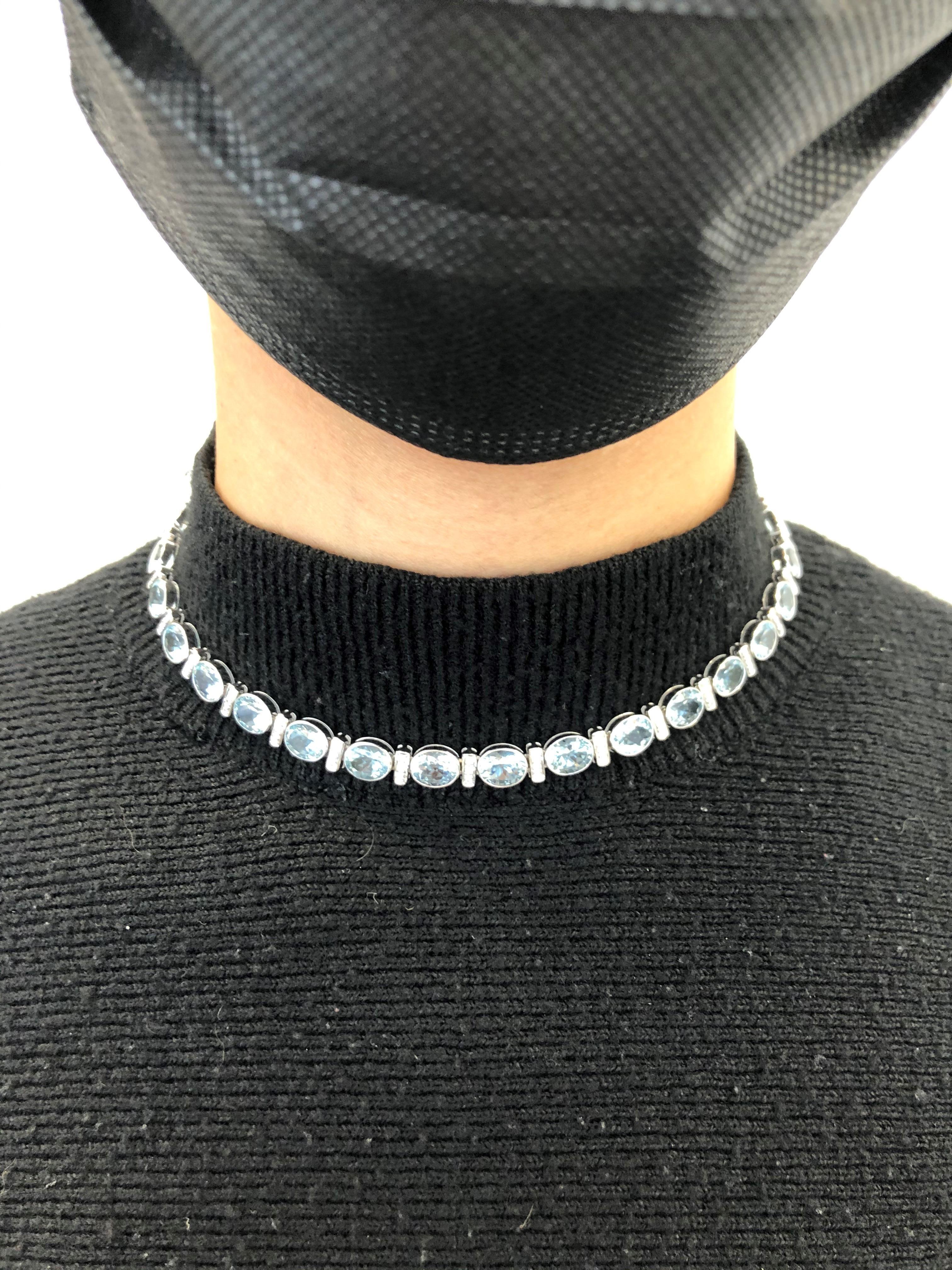 Aquamarine and Diamond Necklace in 18 Karat White Gold 1