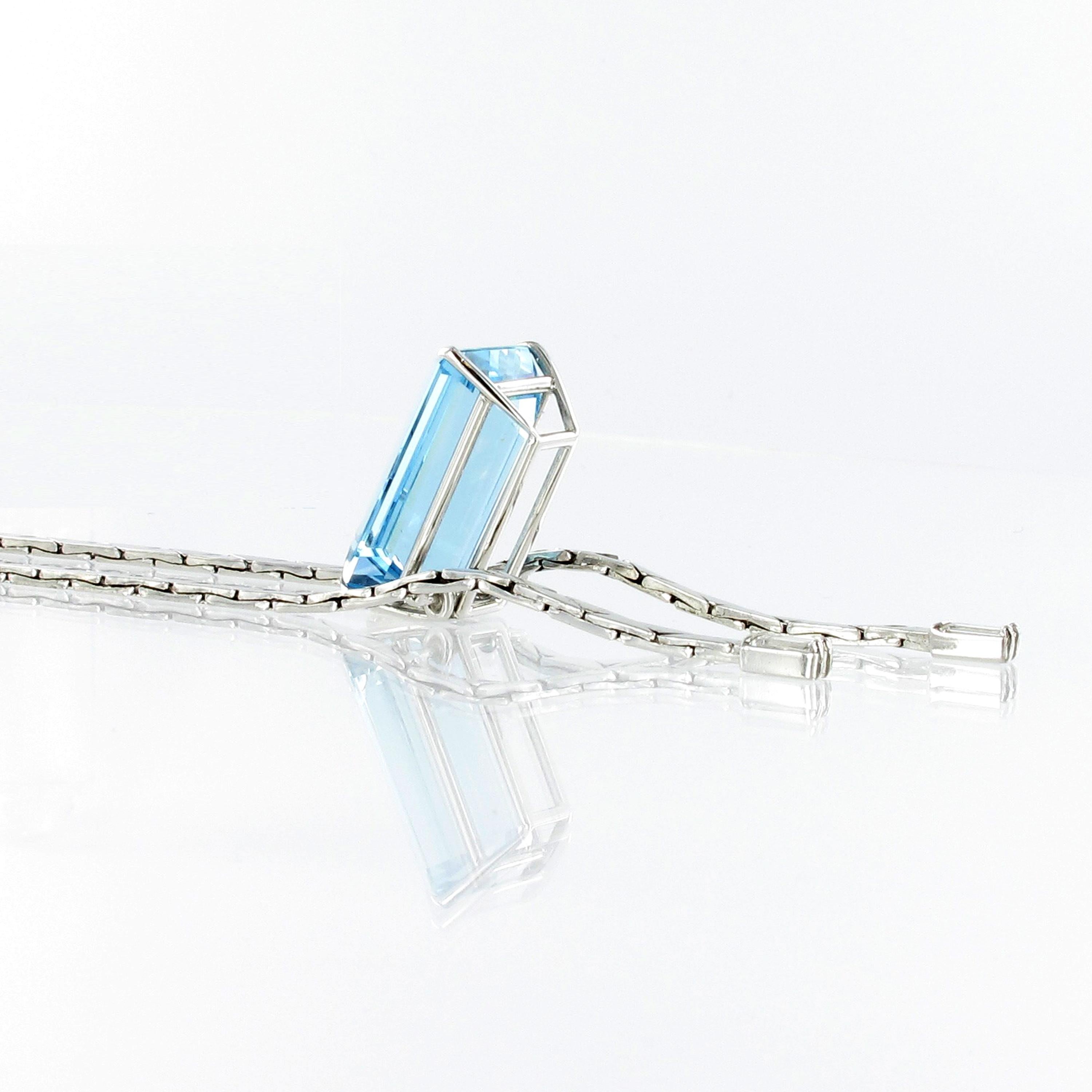 Aquamarine and Diamond Necklace in 18 Karat White Gold 1