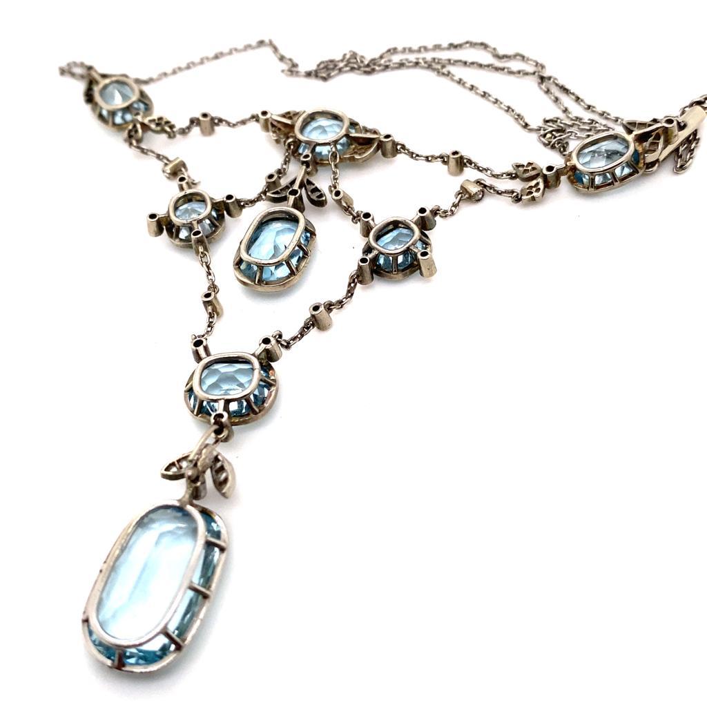 Victorian Aquamarine and Diamond Necklace Platinum, Circa 1900