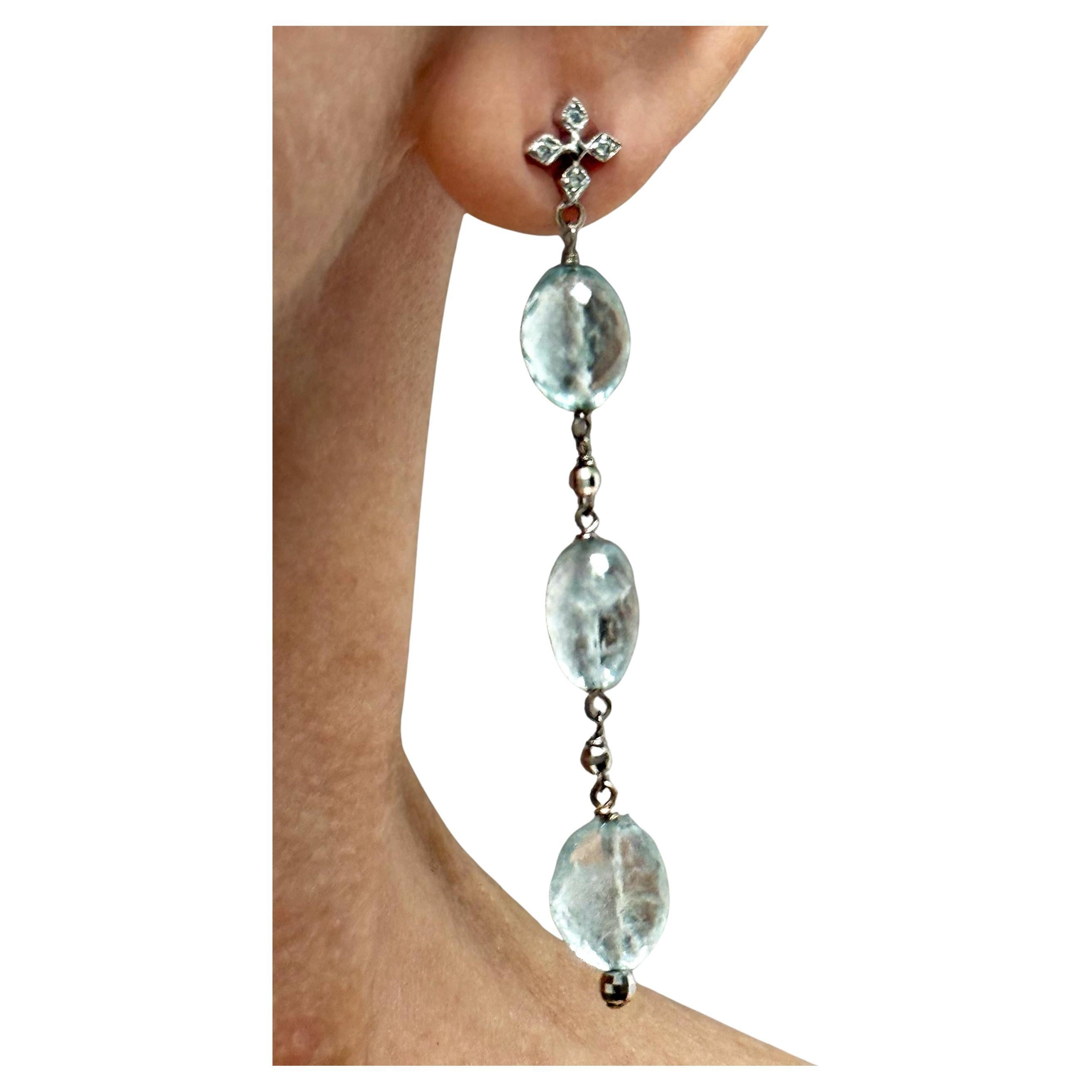 Paradizia Ohrringe mit Aquamarin und Diamant im Angebot