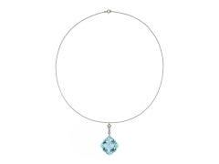 Colgante de aguamarina y diamantes, de alrededor de 1905.