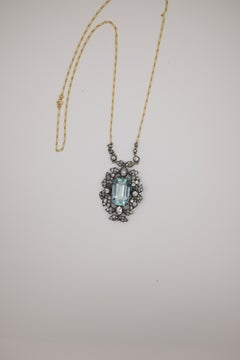 Aquamarine and Diamond Pendant