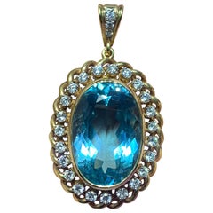 Vintage Aquamarine and Diamond Pendant