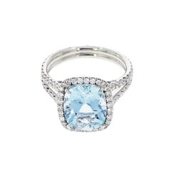 Aquamarine and Diamond Platinum Cocktail Ring
