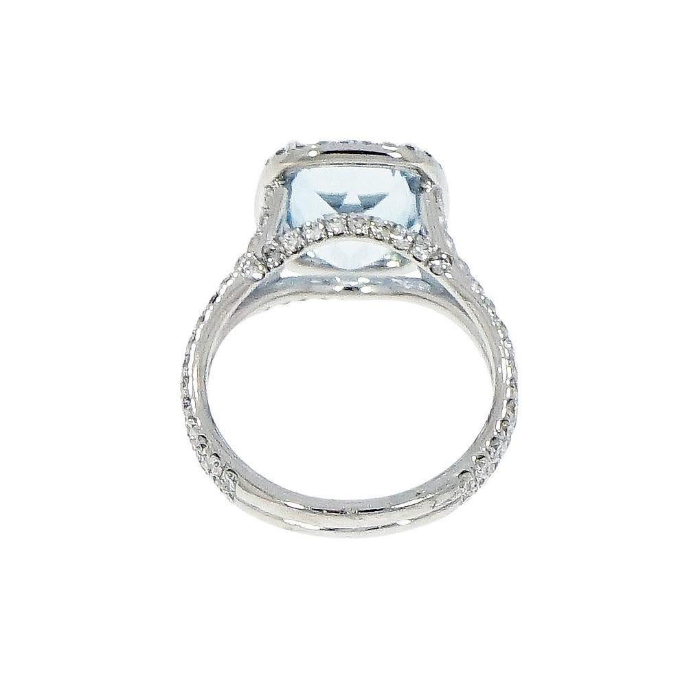 Modern Aquamarine and Diamond Platinum Cocktail Ring