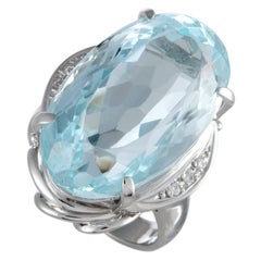 Aquamarine and Diamond Platinum Cocktail Ring