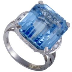 Aquamarine and Diamond Platinum Cocktail Ring