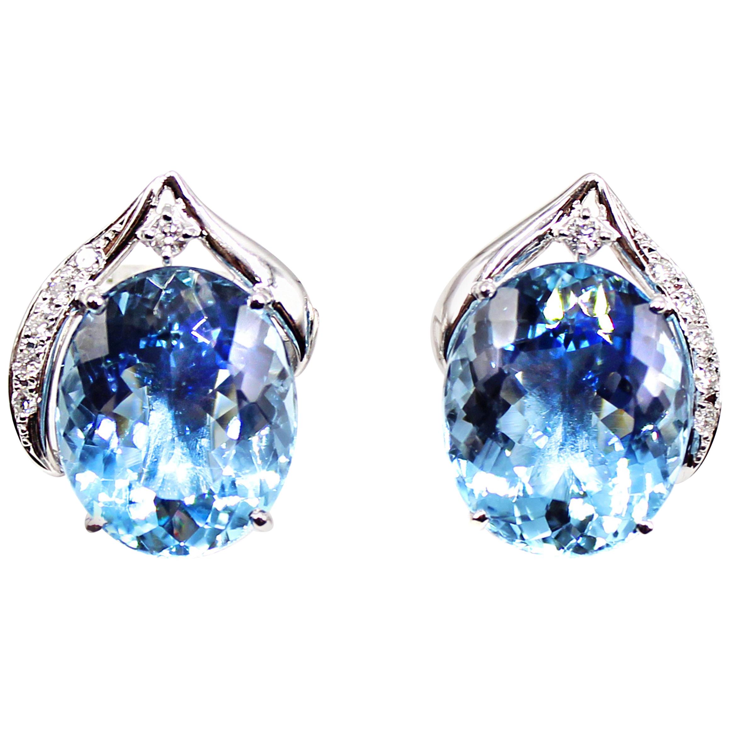 Aquamarine and Diamond Platinum Earrings