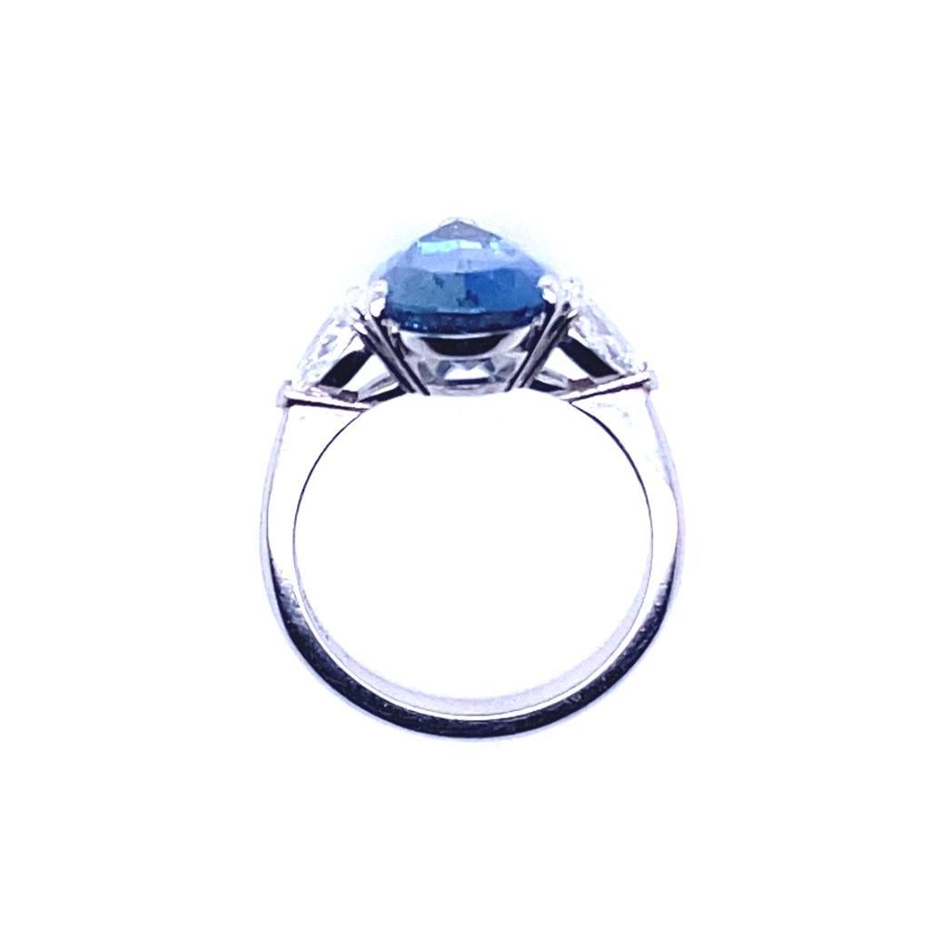 Women's Aquamarine and Diamond Platinum Engagement Ring For Sale