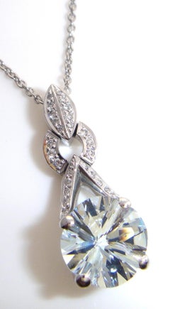 "Adhara" Astar Cut Aquamarine and Diamond Pendant  in Platinum