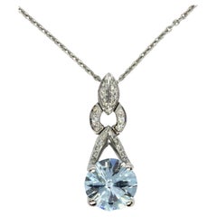 "Adhara" Astar Cut Aquamarine and Diamond Pendant  in Platinum