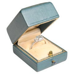 Aquamarine and Diamond Platinum Ring. 0.70ct Aquamarine Diamond Three Stone Ring