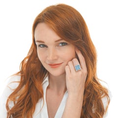 Aquamarine and Diamond Ring 14 Karat, circa 1950s, American