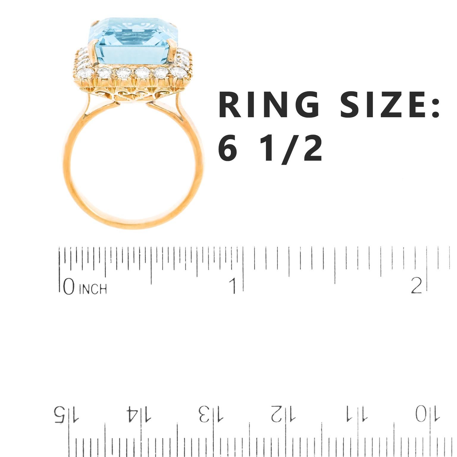 Women's or Men's Aquamarine and Diamond Ring 14 Karat, circa 1950s, American