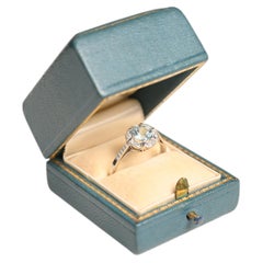 0.70 Carat Aquamarine Engagement Ring. Old European Diamond Halo Ring Platinum