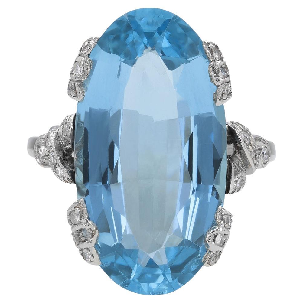 Aquamarine and diamond ring, circa 1920.