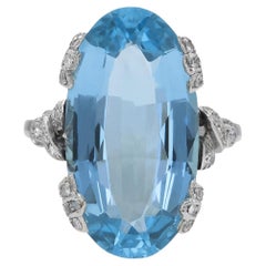 Antique Aquamarine and diamond ring, circa 1920.