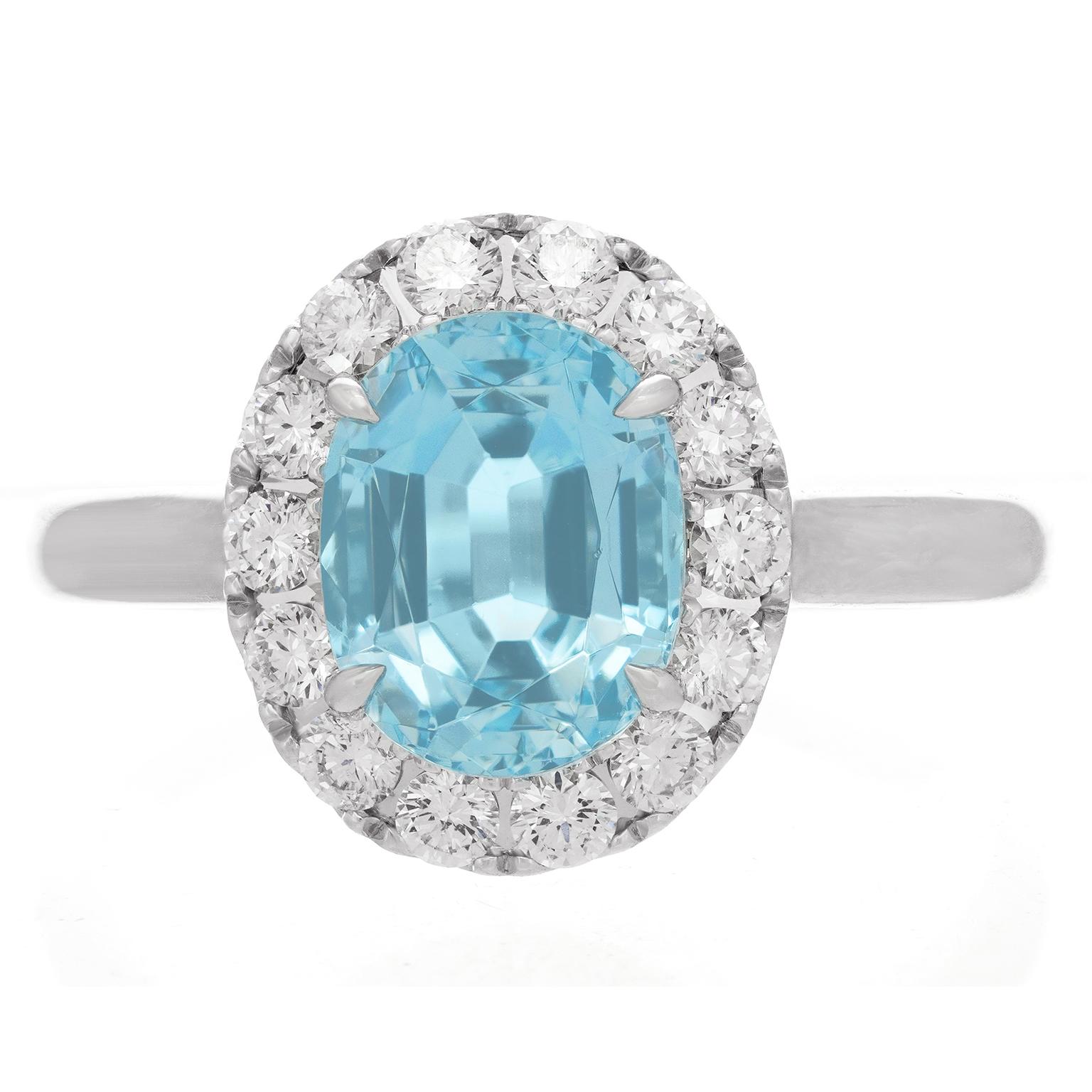 Aquamarine and Diamond Ring For Sale 6