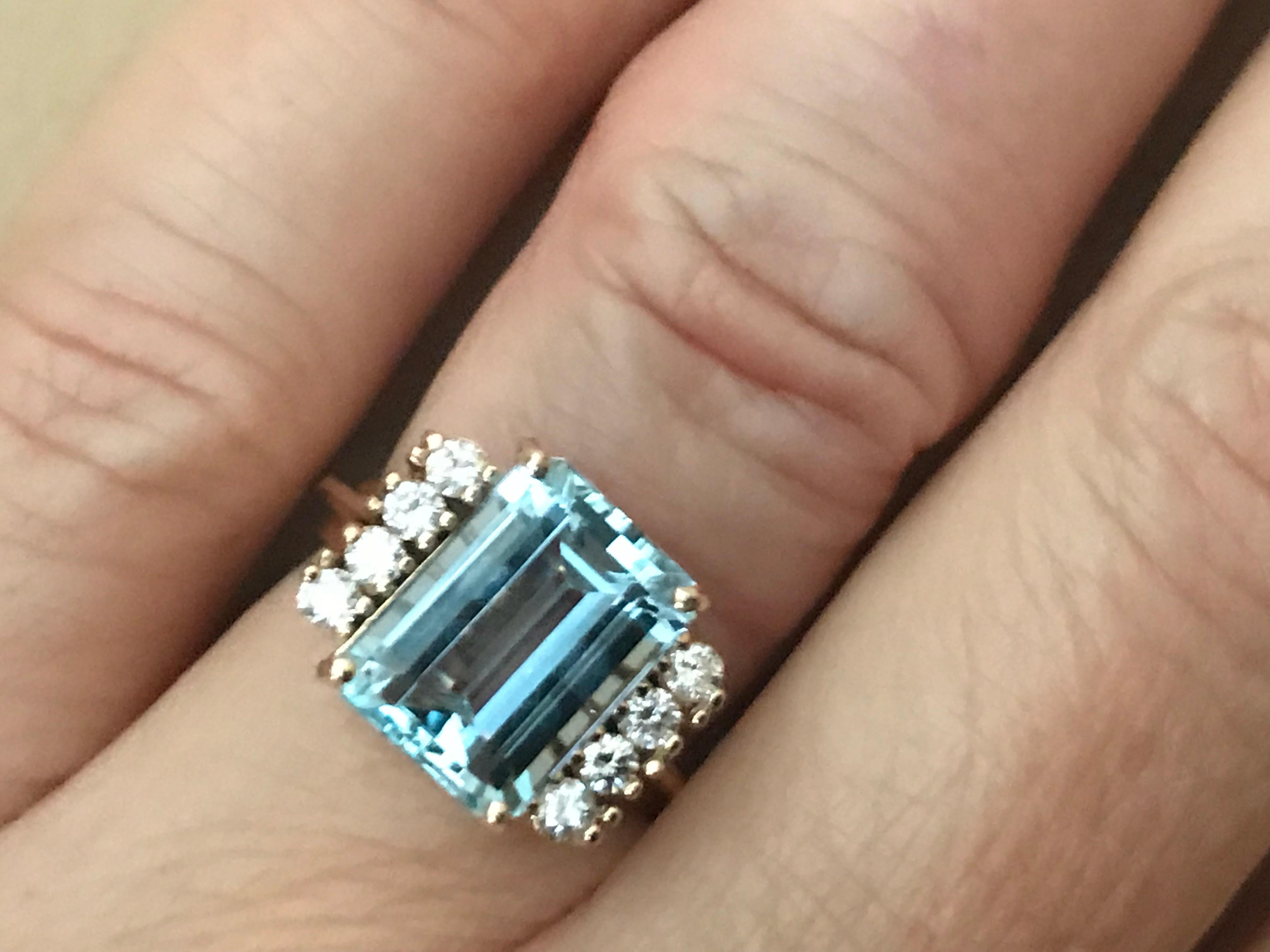 Women's Aquamarine and Diamond Ring  For Sale