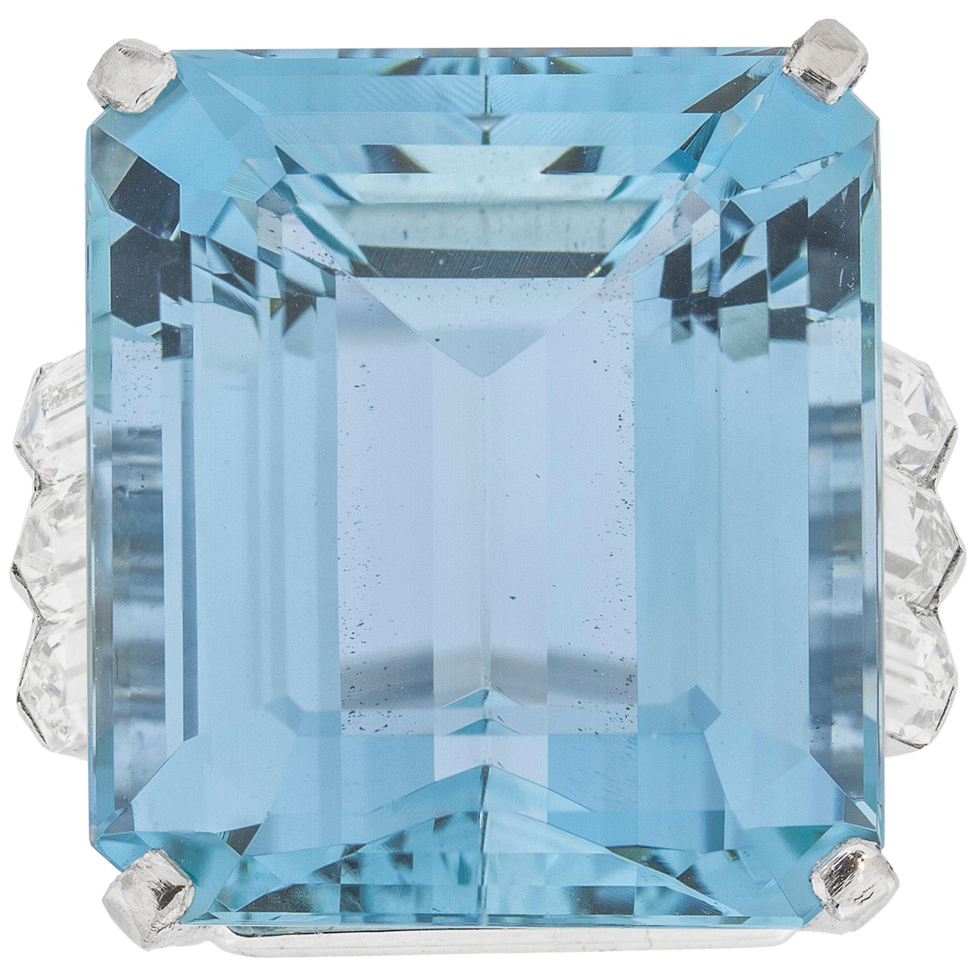 Aquamarine and Diamond Ring