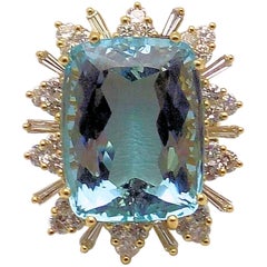 Aquamarine and Diamond Ring