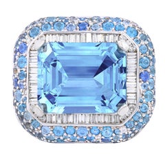 Aquamarine and Diamond Ring