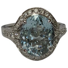Aquamarine and Diamond Ring
