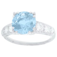 Retro Aquamarine and Diamond Ring
