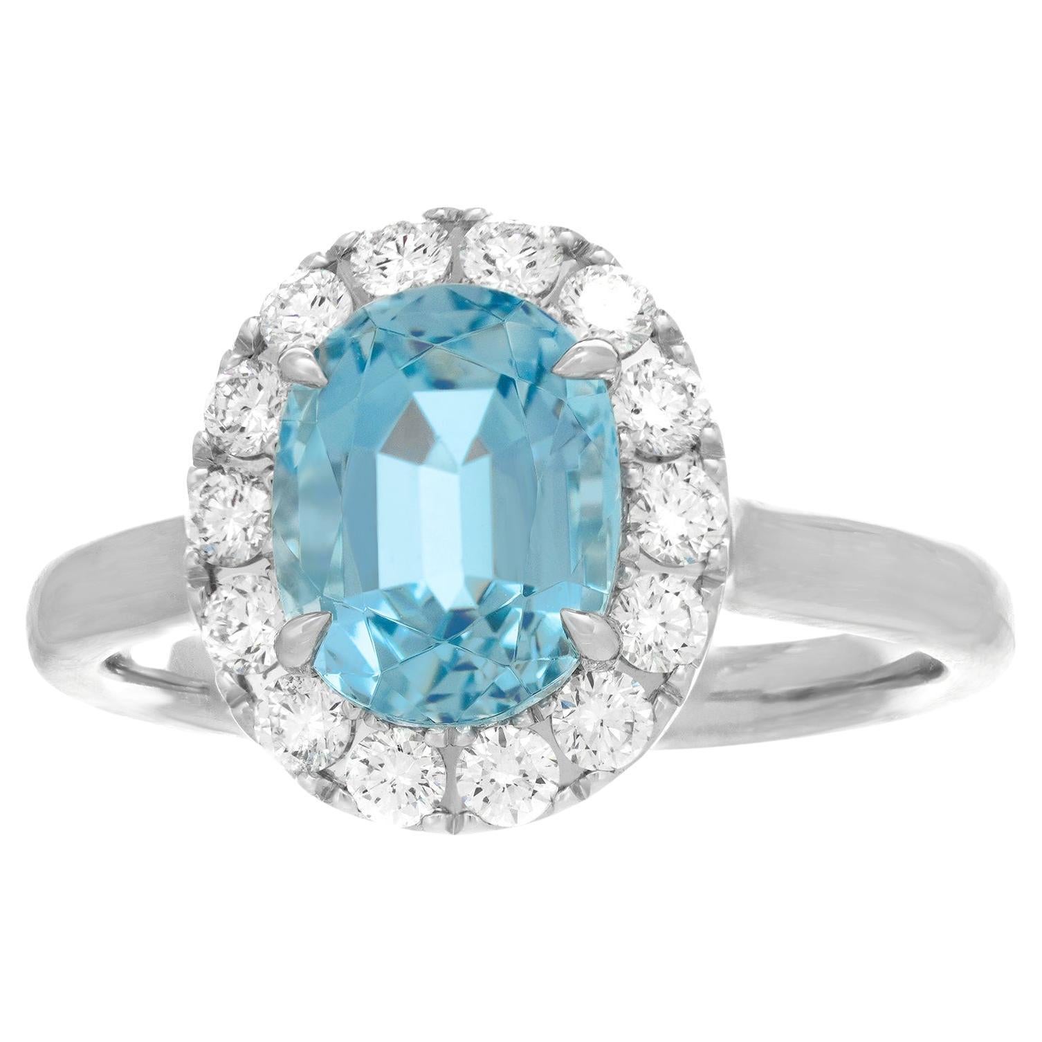 Aquamarine and Diamond Ring For Sale