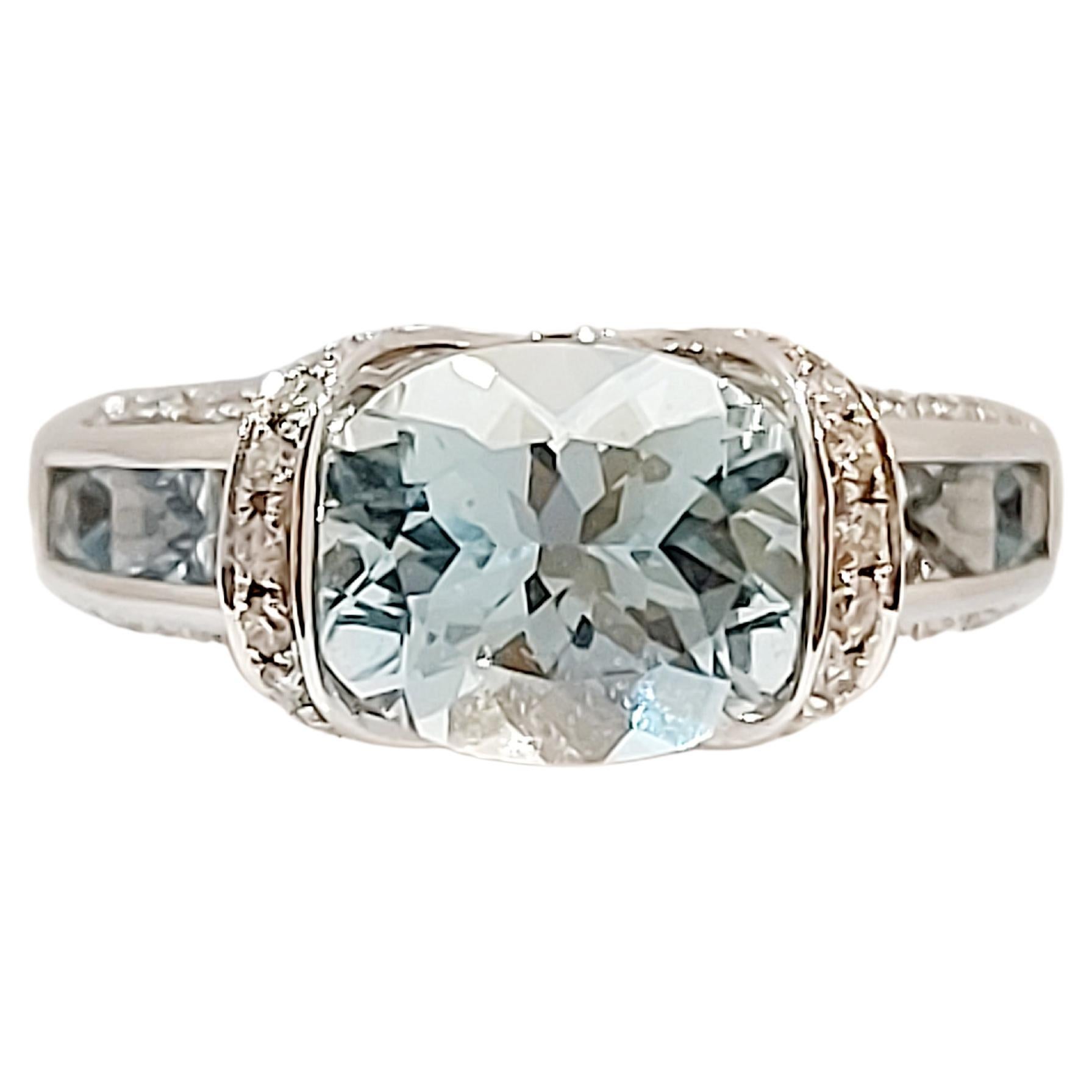 Aquamarine and Diamond Ring