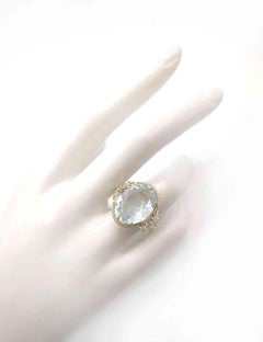 Exclusive 14K Gold Certified Aquamarine Diamond Cocktail Jewelry for Her