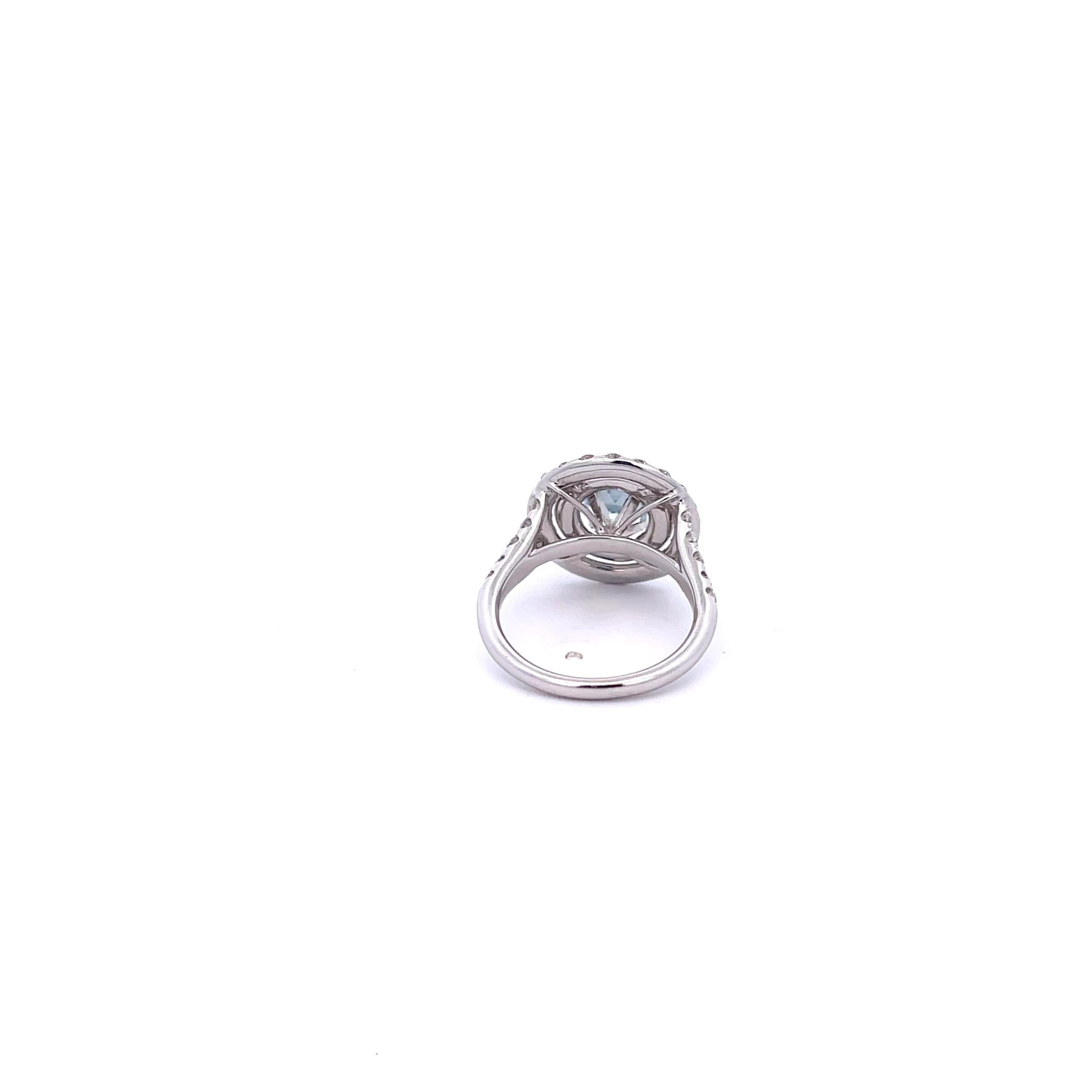 Women's Aquamarine and Diamond Ring in 14K White Gold For Sale