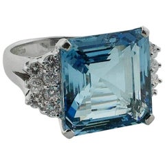 Aquamarine and Diamond Ring in 18 Karat "Fit for Royalty", circa 1950s