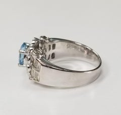 Aquamarine and Diamond Ring Set in 18 Karat White Gold