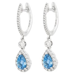 Aquamarine and Diamond-Set Gold Drop Earrings