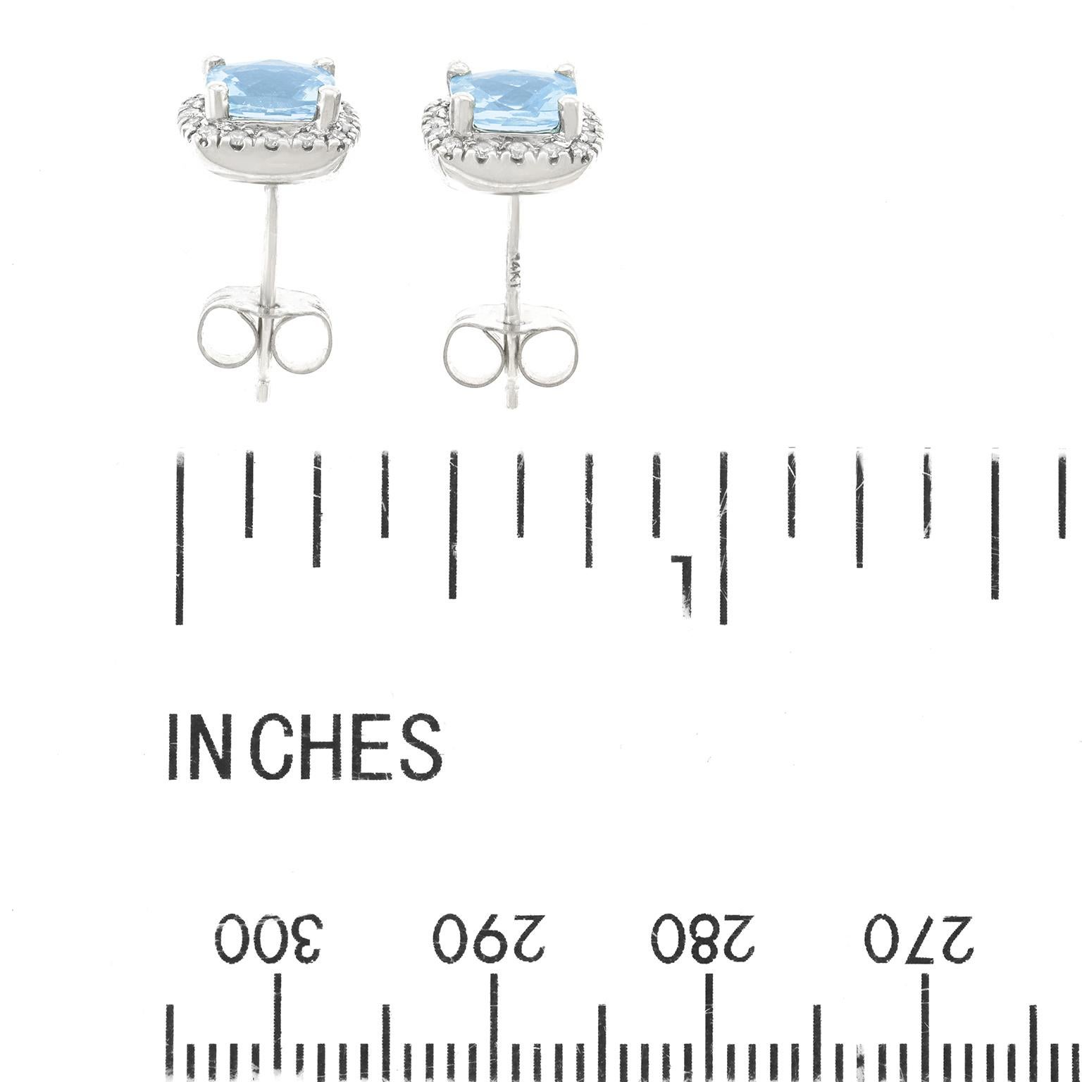 Aquamarine and Diamond Set Gold Earrings 2