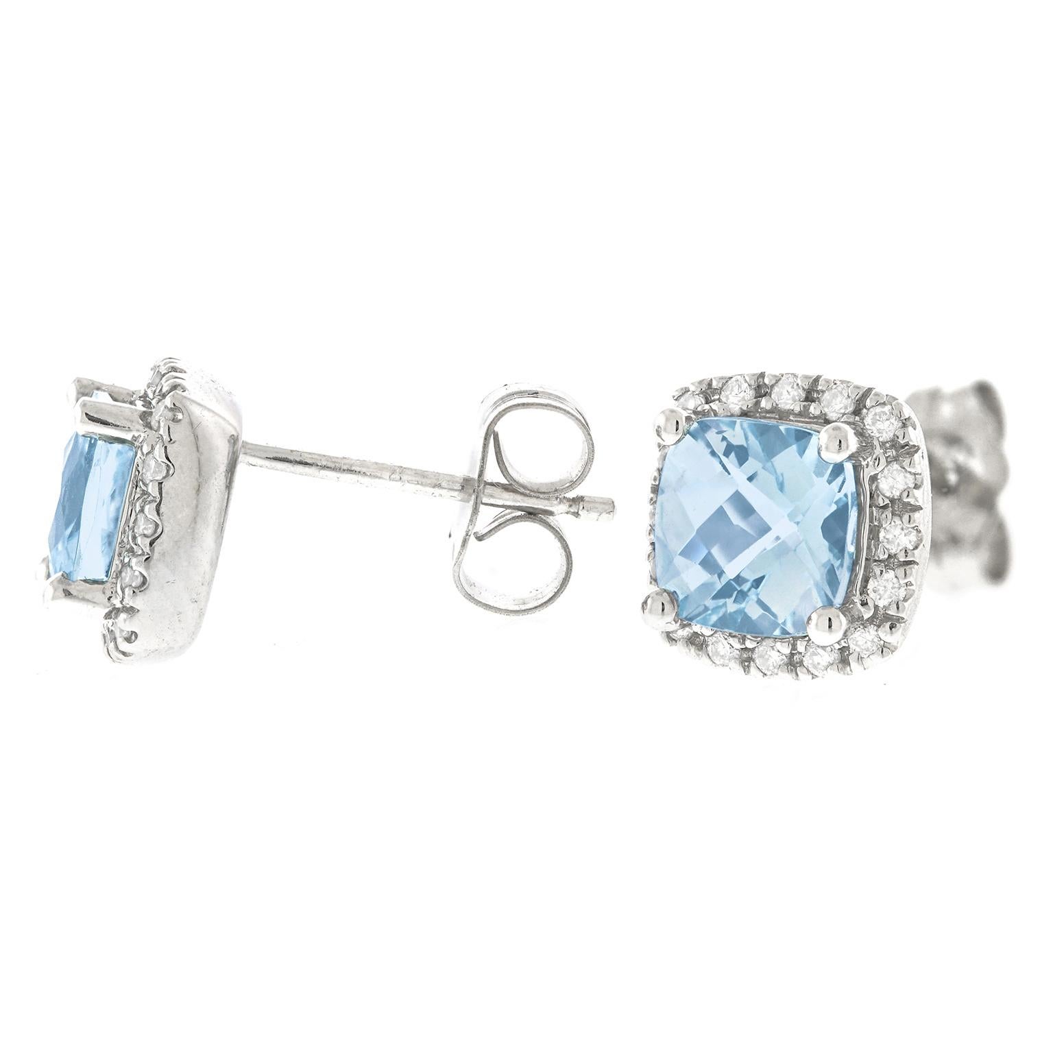 Aquamarine and Diamond Set Gold Earrings 3