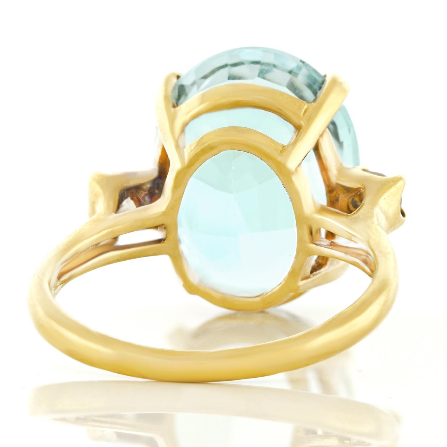 Aquamarine and Diamond Set Gold Ring 4
