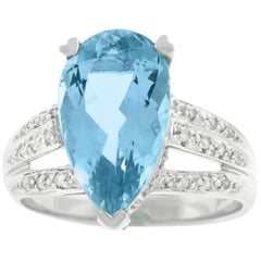 Aquamarine and Diamond Set Gold Ring