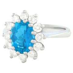 Aquamarine and Diamond-Set Gold Ring