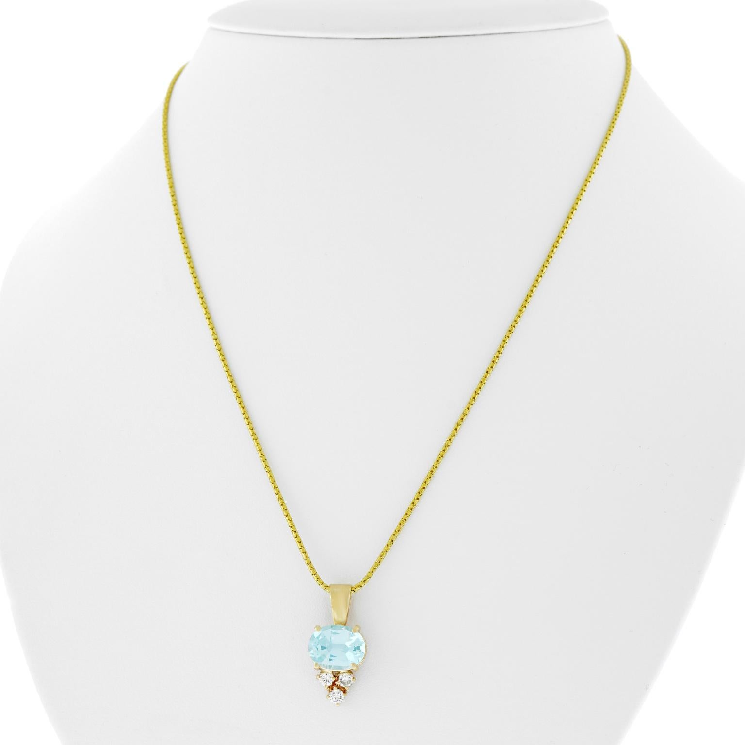 Aquamarine and Diamond Set Pendant with Chain 3