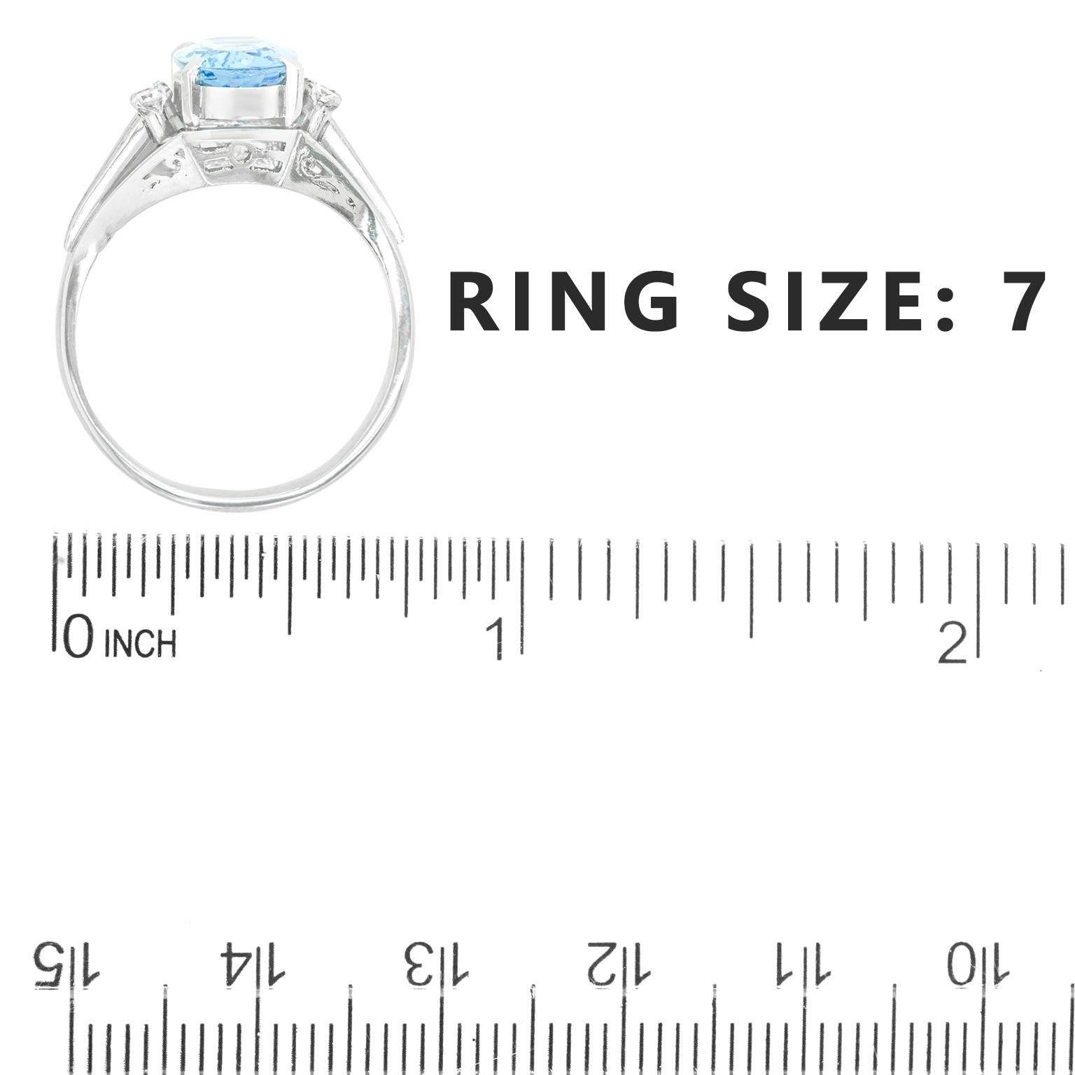 Aquamarine and Diamond-Set Platinum Ring 1