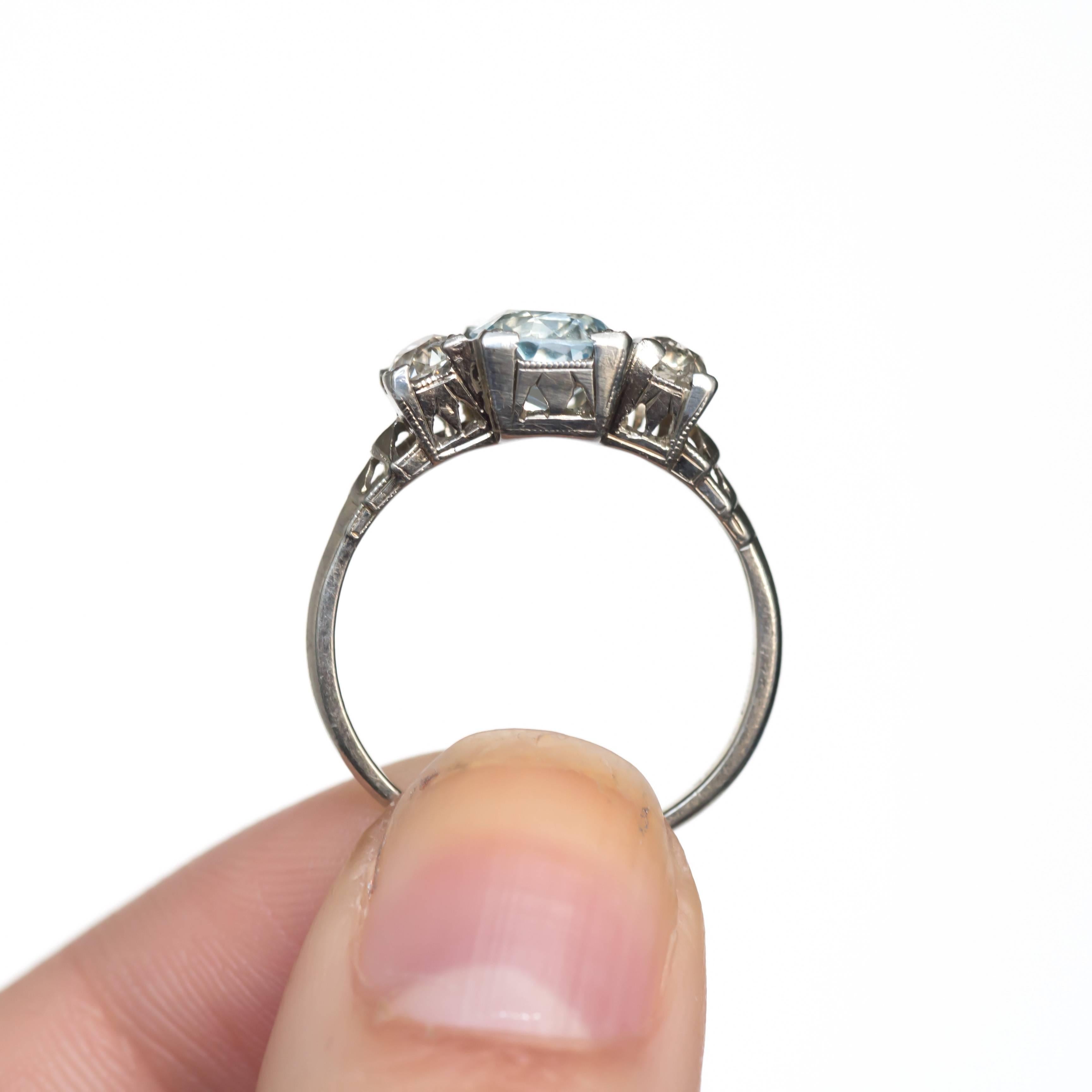 Women's Aquamarine and Diamond White Gold Engagement Ring