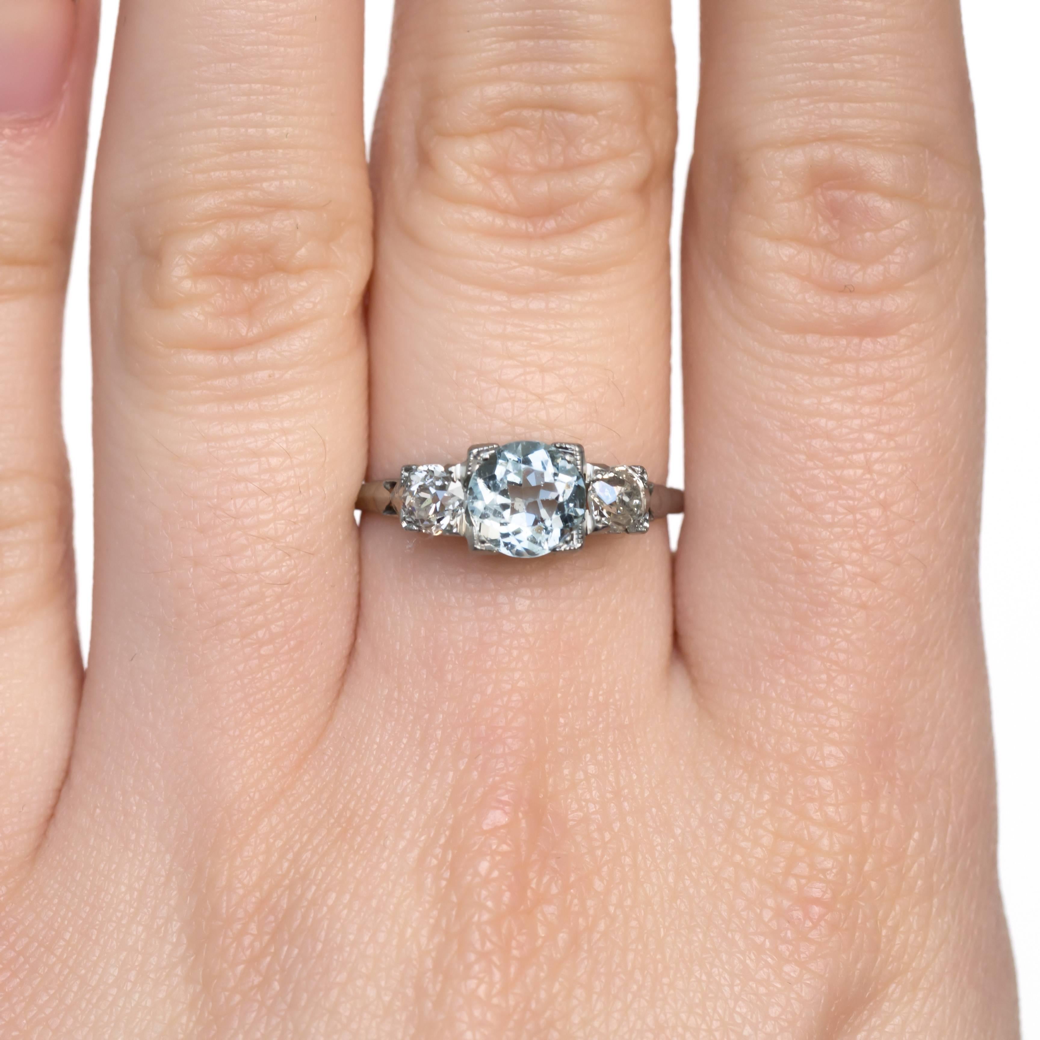 Aquamarine and Diamond White Gold Engagement Ring 1
