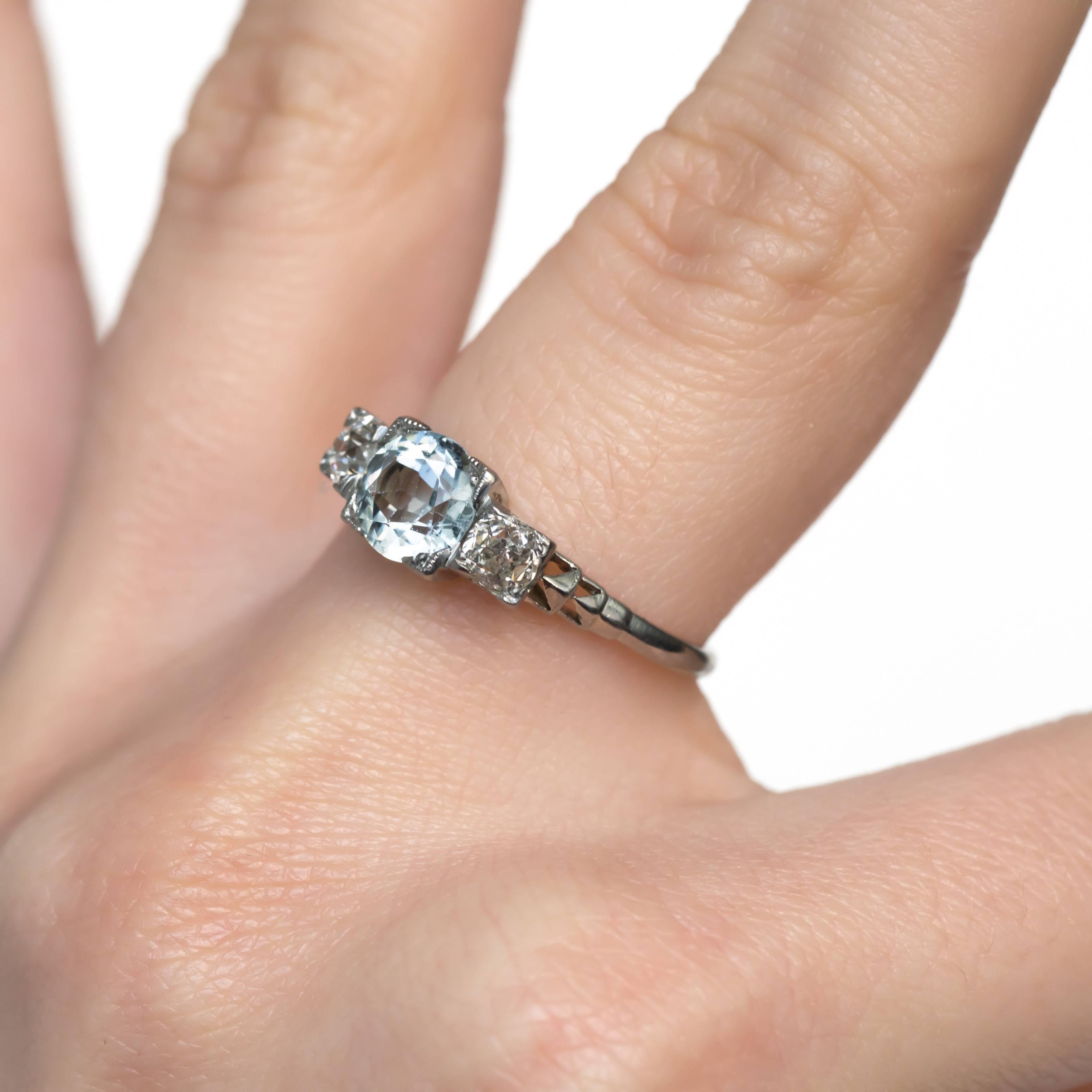 Aquamarine and Diamond White Gold Engagement Ring 2