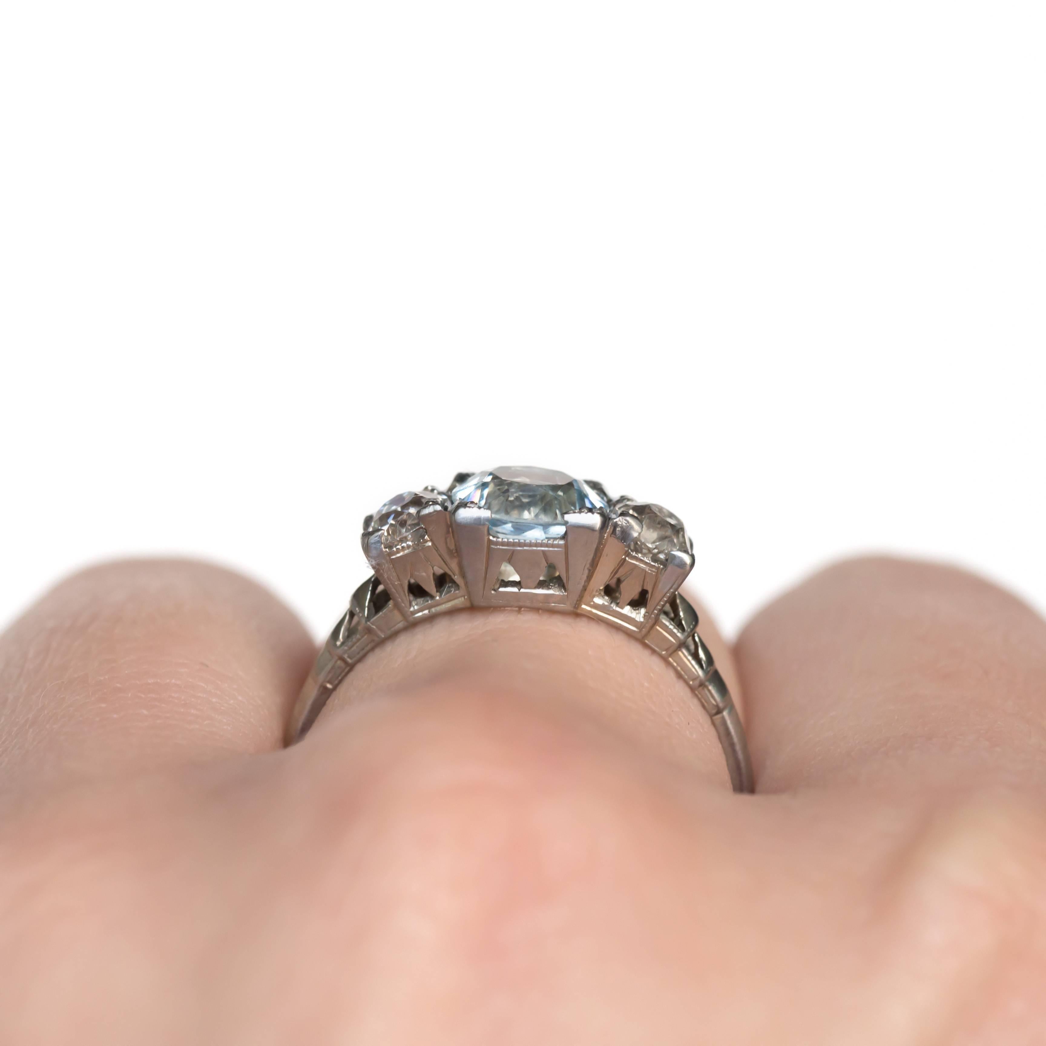 Aquamarine and Diamond White Gold Engagement Ring 3