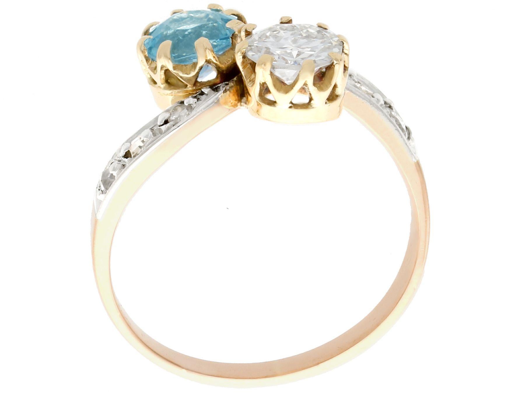 Antique Aquamarine and Diamond Yellow Gold Twist Ring, Circa 1900 In Excellent Condition In Jesmond, Newcastle Upon Tyne